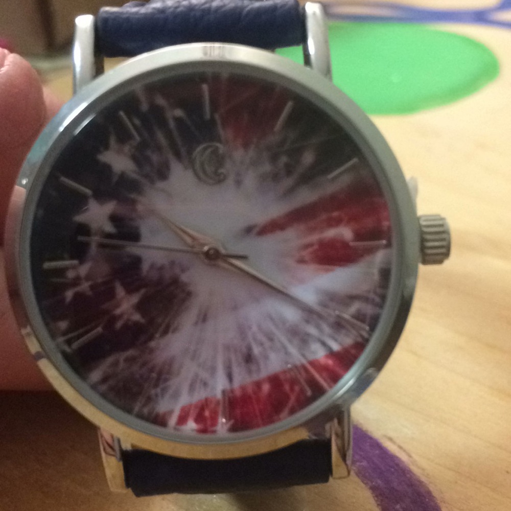 Red, white & blue watch